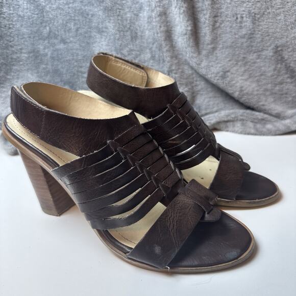 Charles By Charles David Jesse Ankle Strap Sandal Brown Leather Boho Size 7.5 - Picture 12 of 16